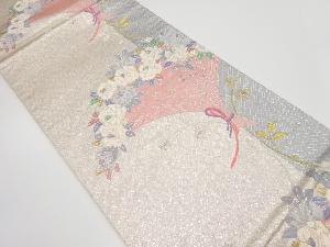 花束模様織り出し　袋帯